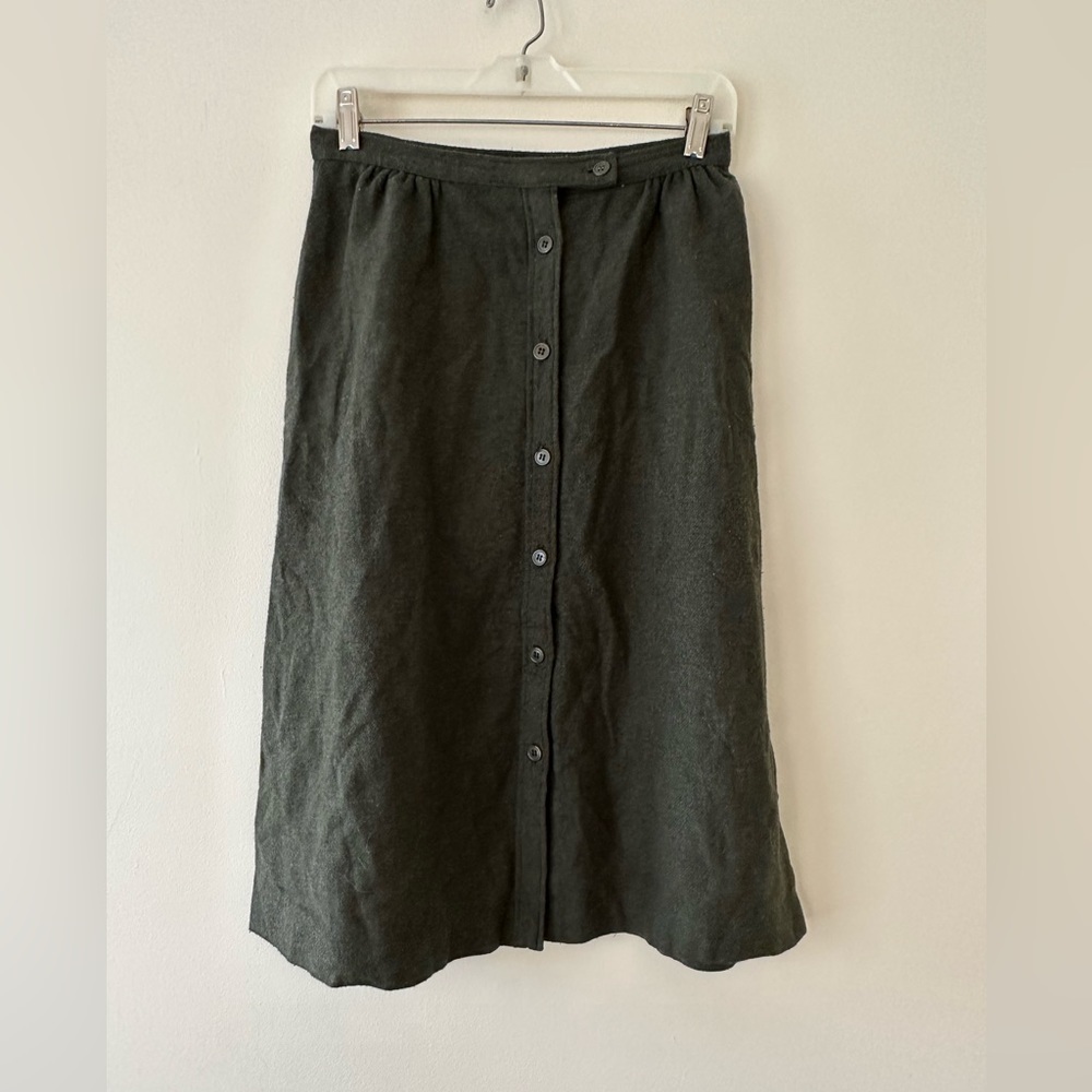 Brooks Additions Wool Blend Button Up Front  Green Skirt Size 13/14
